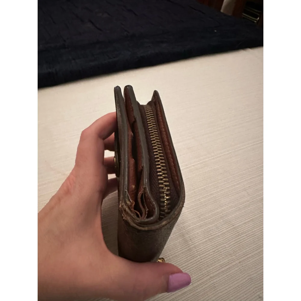 Louis Vuitton Brown & Tan Monogram Snap & Zip Wallet